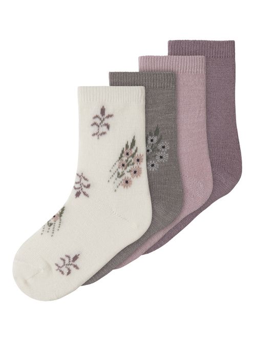 Hovedbilde Nmfwak rosa/lilla/offwhite 4-pk ull- og ...