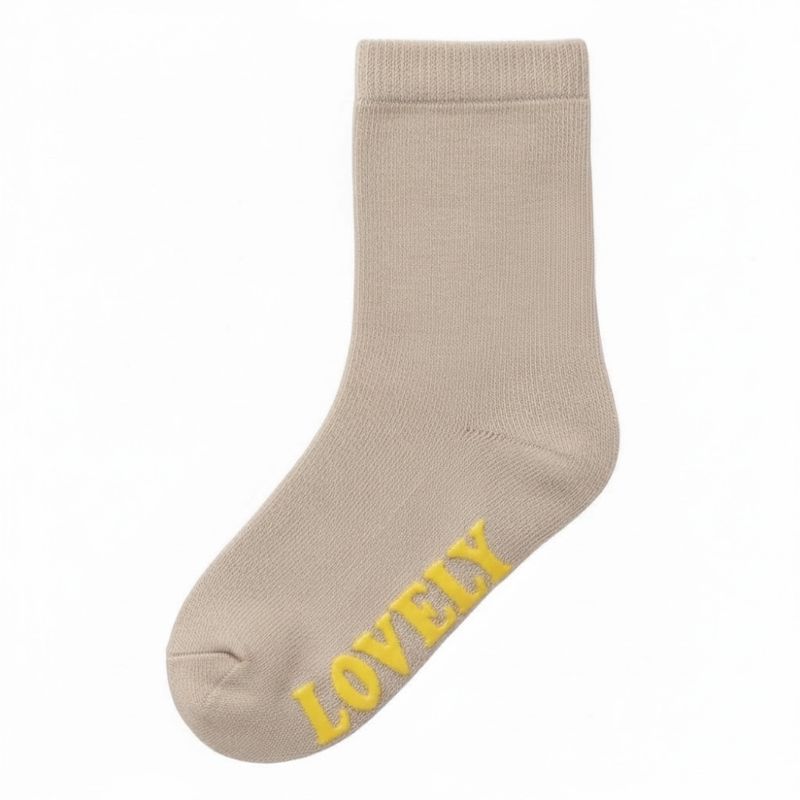 Nmftina beige frottèsokker m/antiskli