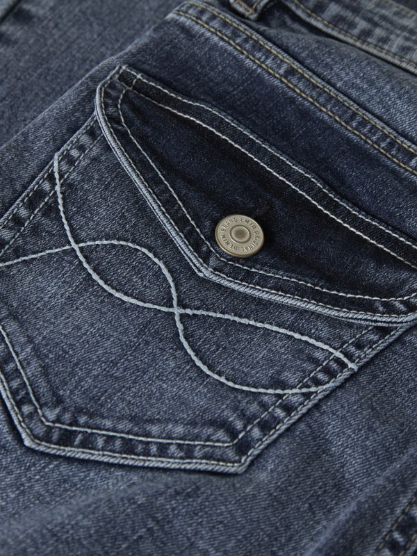 Nlfblibling mellomblå flared jeans m/dekorative baklommer 