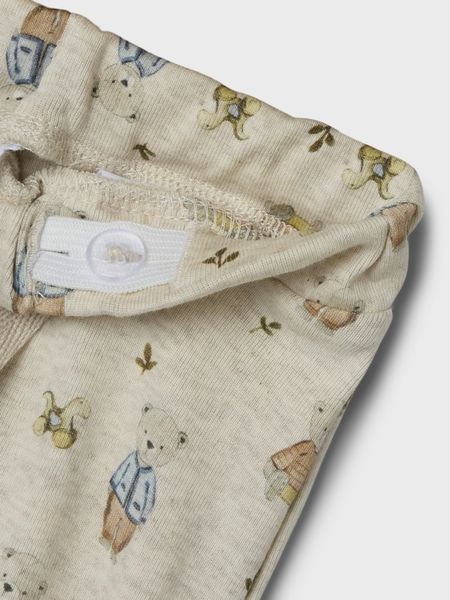 Name it, Nbmrosso beige melert bukse m/ bamser