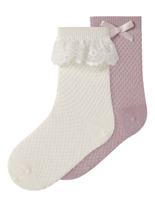 Hovedbilde Nmfwakma offwhite/dus rosalilla 2 pk ull og ...