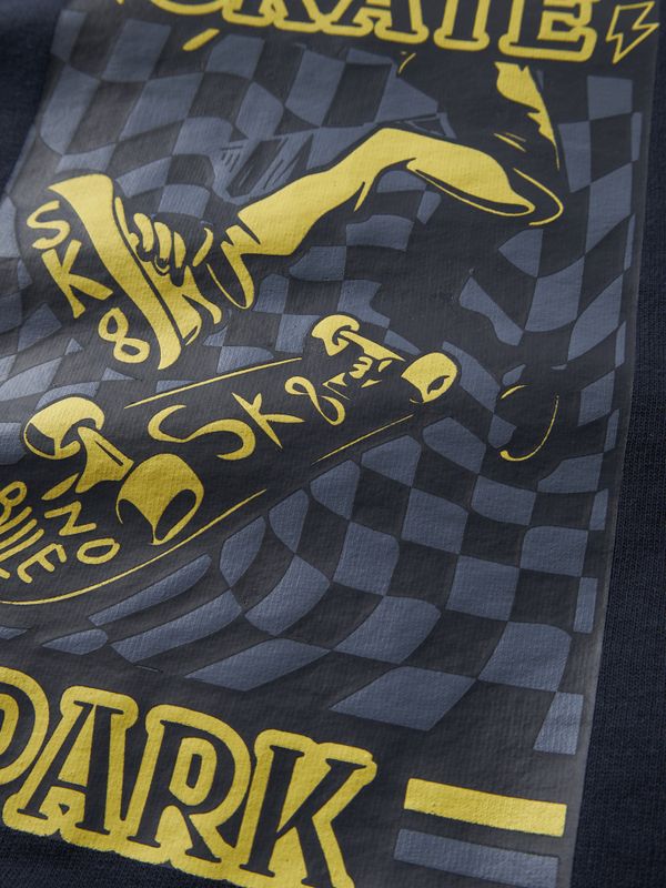 Nkmvelten mørkeblå hettegenser med skate print