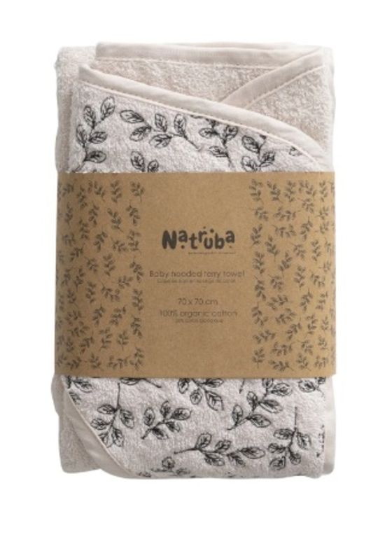 Natruba lys beige frottèhåndkle med hette