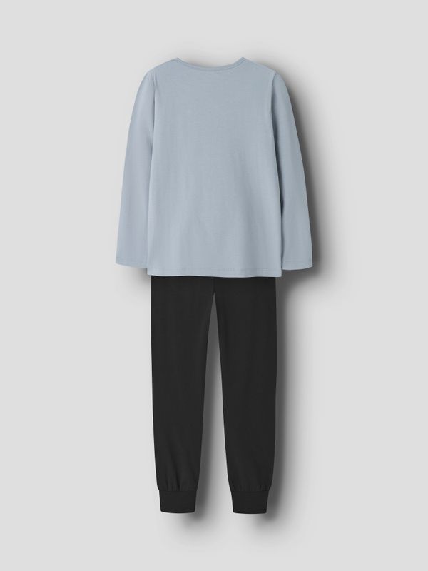 Nkmnightset lyseblå og svart pysj m/motorsykkel