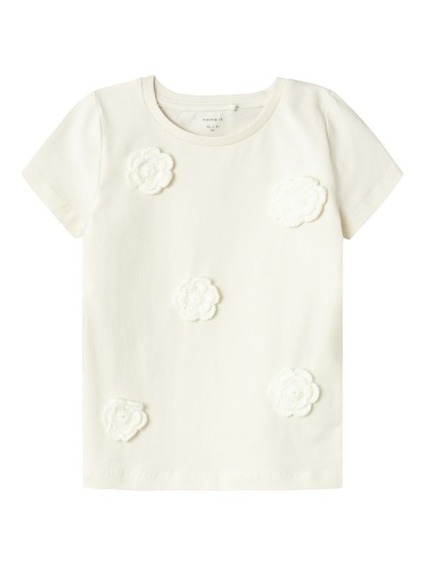 Nmflolly offwhite t-skjorte med heklede blomster