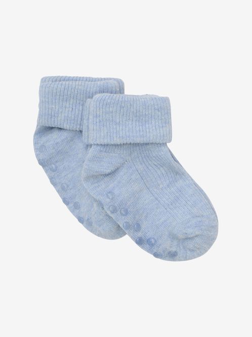 Hovedbilde Minymo, Baby rib antiskli 2-pk lys blågrå sokker