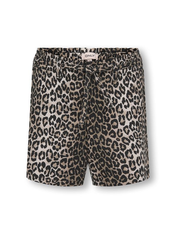 Kogsandra beige og svart shorts med leopardmønster