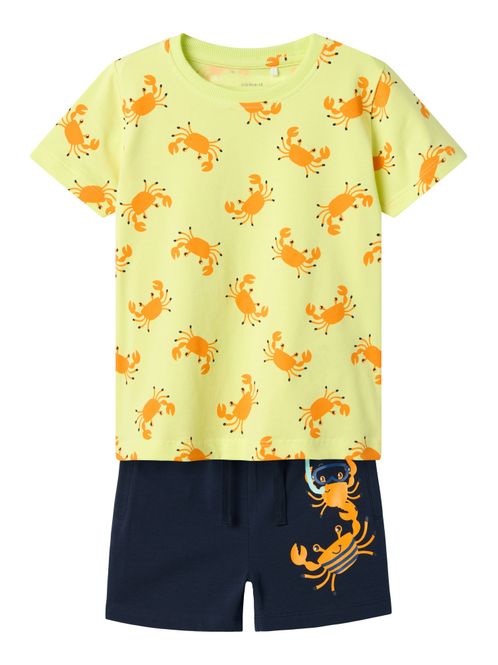 Hovedbilde Nmmzumus gult/mørkeblått shortssett m/ krabber