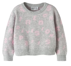 Hovedbilde Name it, Nmfoline gr&aring; strikket genser m/ rosa ...