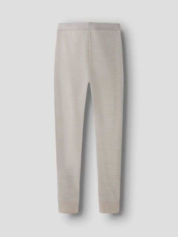 Nkfwuppo lys gråbeige ull/bomulls stilongs m/blomster