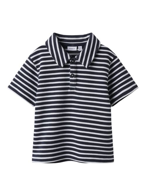 Hovedbilde Nkmdaniel mørkeblå/hvit stripete polo t-skjorte