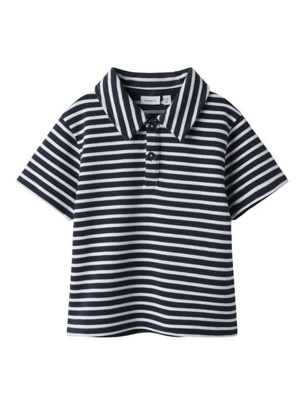 Nkmdaniel mørkeblå/hvit stripete polo t-skjorte
