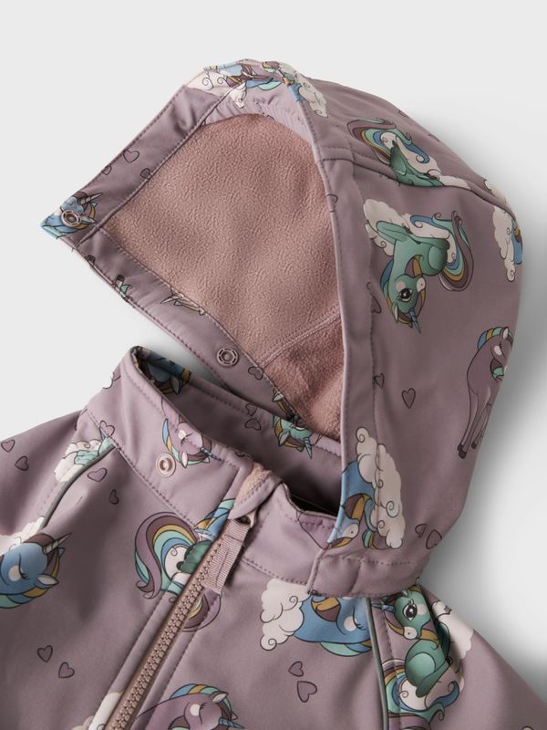 Nmfalfa08 dus lilla softshelldress m/enhjørninger