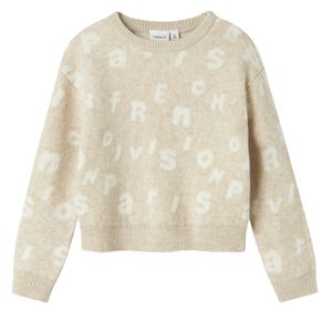 Hovedbilde Name it, Nmfoline beige strikket genser m/ hvite ...