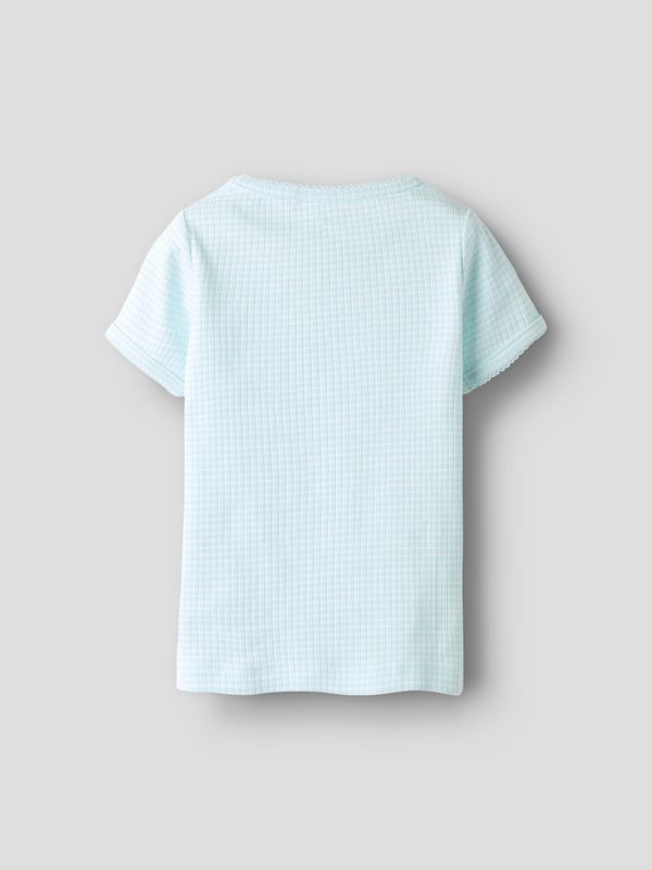 Nmffikate turkis ribbet t-skjorte m/hvite striper