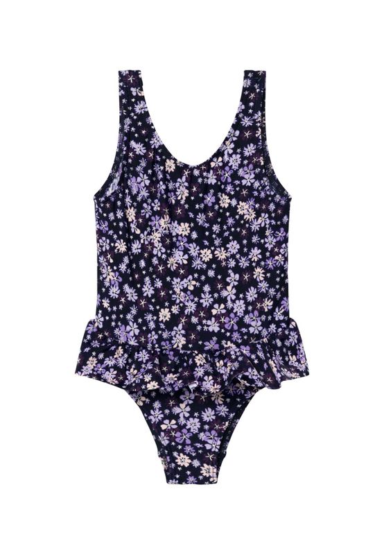 Nmfzuna mørkeblå badedrakt m/blomster