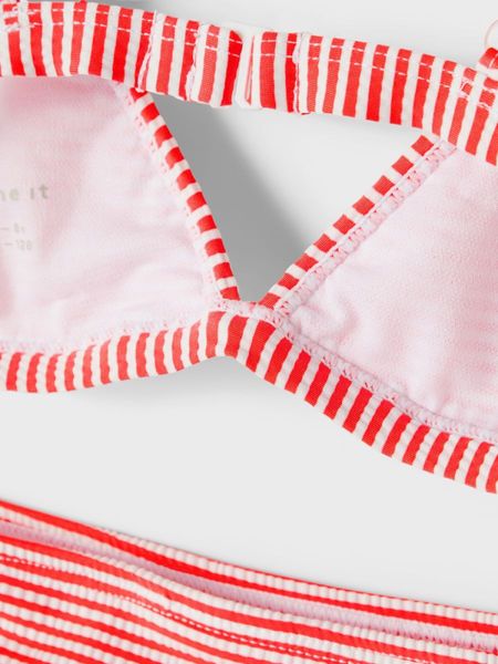 Name it, Nkfzannah bringebærrød/ hvit stripete bikini
