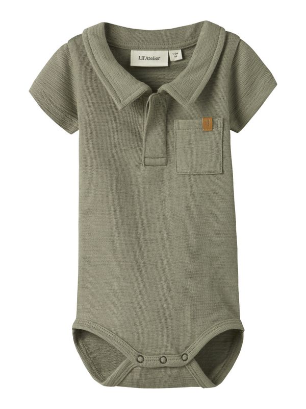 Nbmfalk lys olivengrønn body med krave