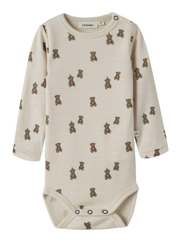 Nbnnilo beige ullbody m/bjørner