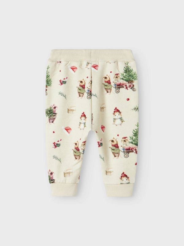 Nbnrenu beige joggebukse m/julemotiv